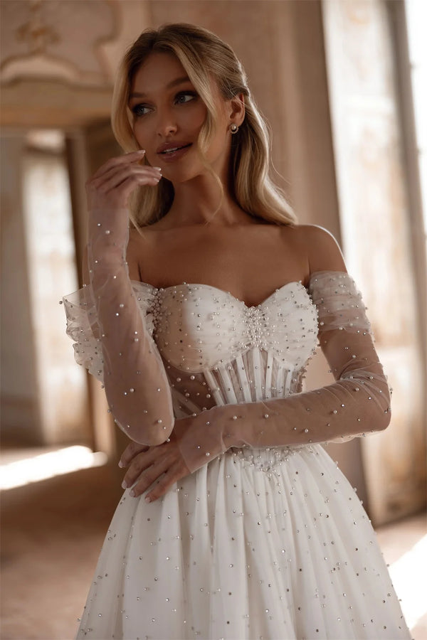 Elegant Pearl Wedding Dress
